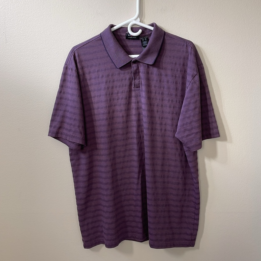 Men's Purple Strip Polo Short Sleeve Golf Shirt Size 2XL